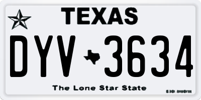 TX license plate DYV3634
