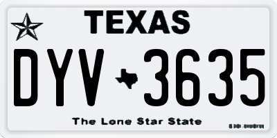 TX license plate DYV3635