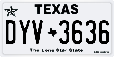 TX license plate DYV3636