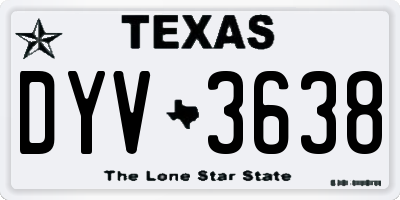 TX license plate DYV3638