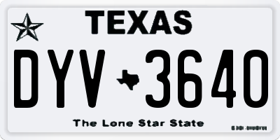 TX license plate DYV3640