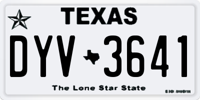 TX license plate DYV3641