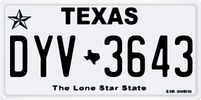 TX license plate DYV3643