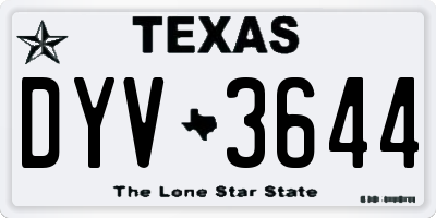 TX license plate DYV3644