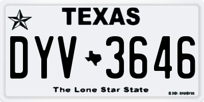 TX license plate DYV3646