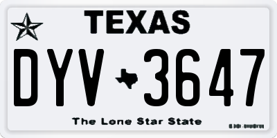 TX license plate DYV3647