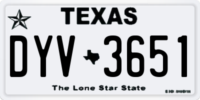 TX license plate DYV3651