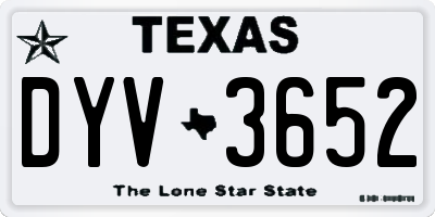 TX license plate DYV3652