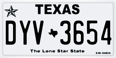 TX license plate DYV3654