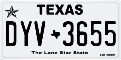 TX license plate DYV3655