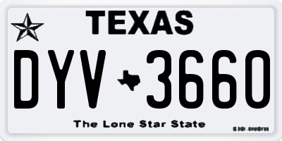 TX license plate DYV3660