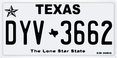 TX license plate DYV3662