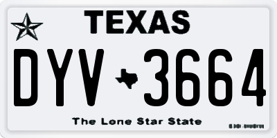 TX license plate DYV3664
