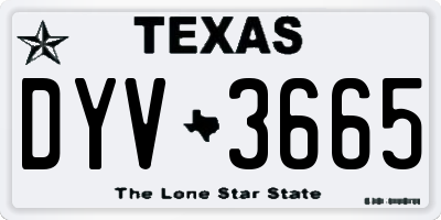 TX license plate DYV3665