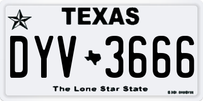TX license plate DYV3666