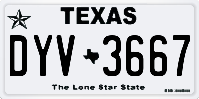 TX license plate DYV3667