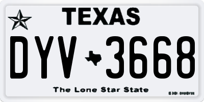 TX license plate DYV3668
