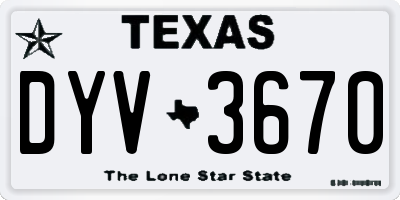 TX license plate DYV3670