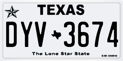 TX license plate DYV3674