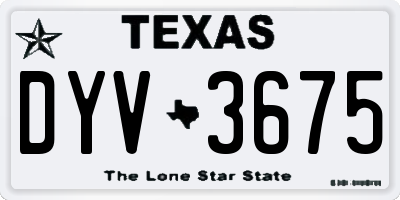TX license plate DYV3675