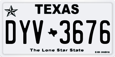 TX license plate DYV3676