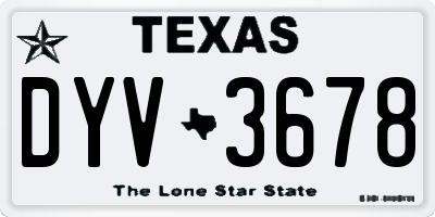 TX license plate DYV3678