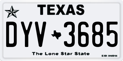 TX license plate DYV3685