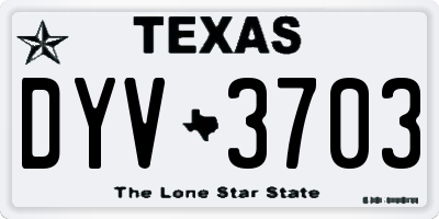 TX license plate DYV3703