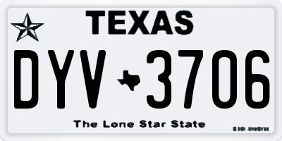 TX license plate DYV3706