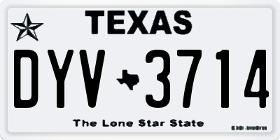 TX license plate DYV3714