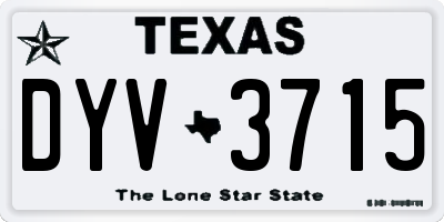 TX license plate DYV3715
