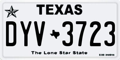 TX license plate DYV3723