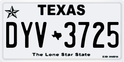 TX license plate DYV3725