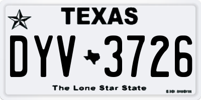 TX license plate DYV3726