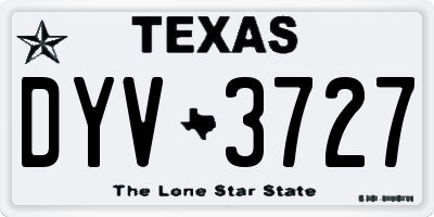 TX license plate DYV3727