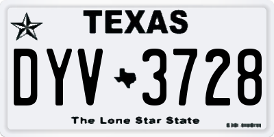 TX license plate DYV3728