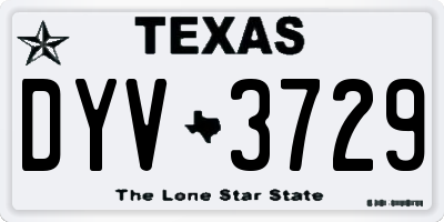 TX license plate DYV3729