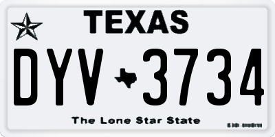 TX license plate DYV3734
