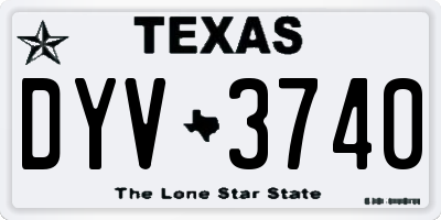 TX license plate DYV3740
