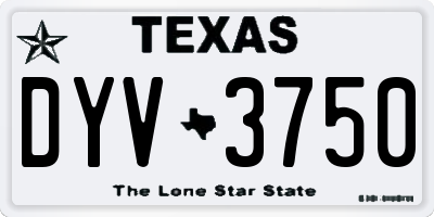 TX license plate DYV3750