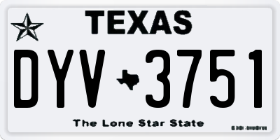 TX license plate DYV3751