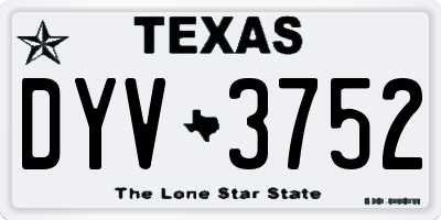 TX license plate DYV3752