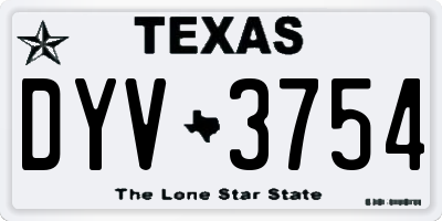 TX license plate DYV3754