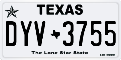 TX license plate DYV3755