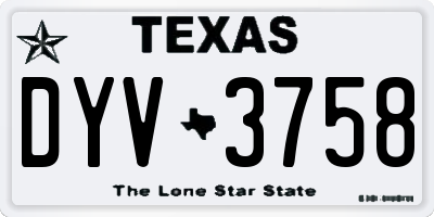 TX license plate DYV3758
