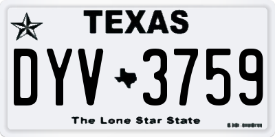 TX license plate DYV3759