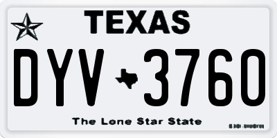 TX license plate DYV3760