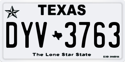 TX license plate DYV3763