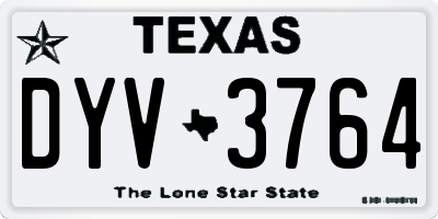 TX license plate DYV3764