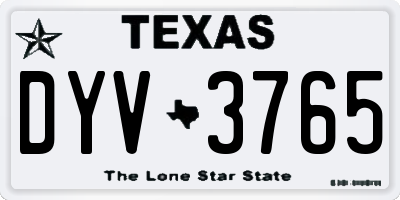 TX license plate DYV3765